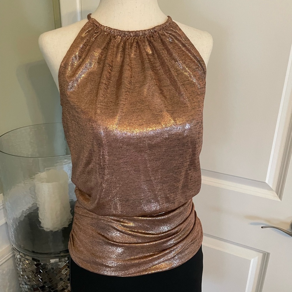 Bronze metallic halter style top never worn but took tag off